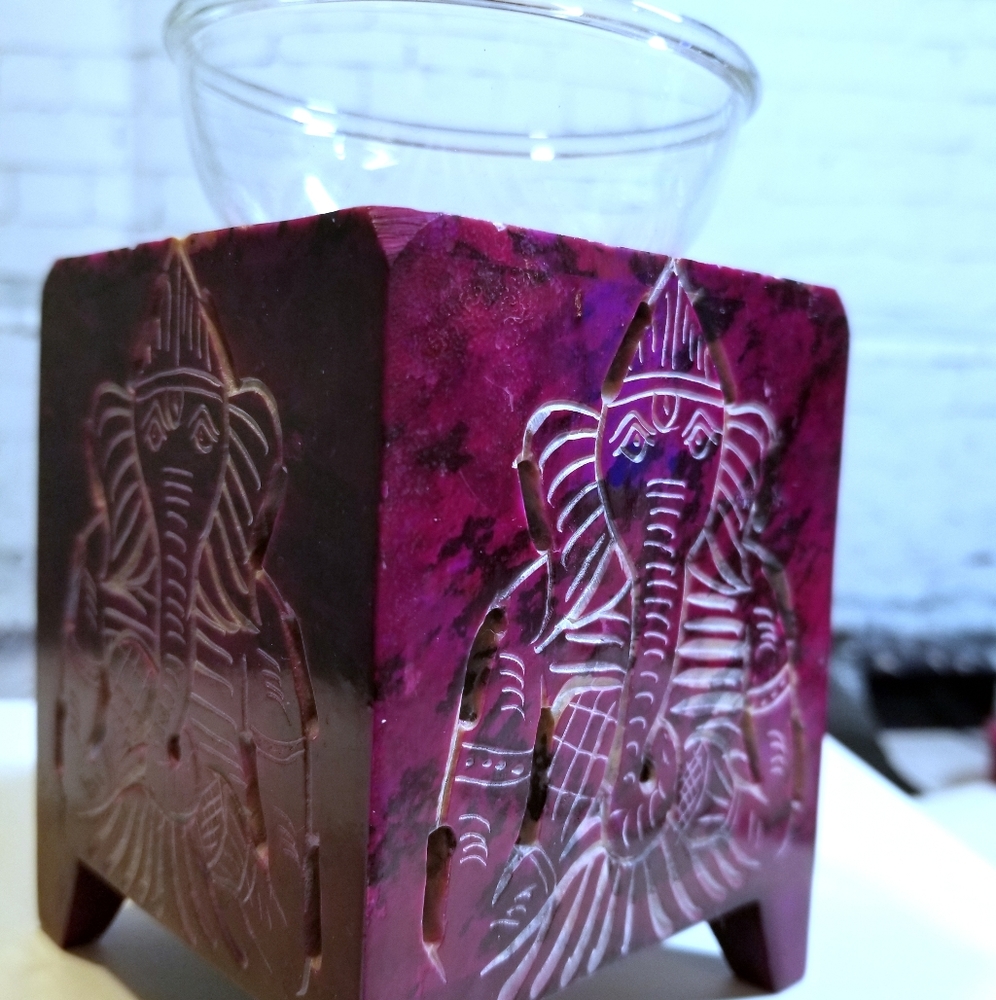 Ganesha Soapstone Aroma Oil Lamp - Picture 3 of 4